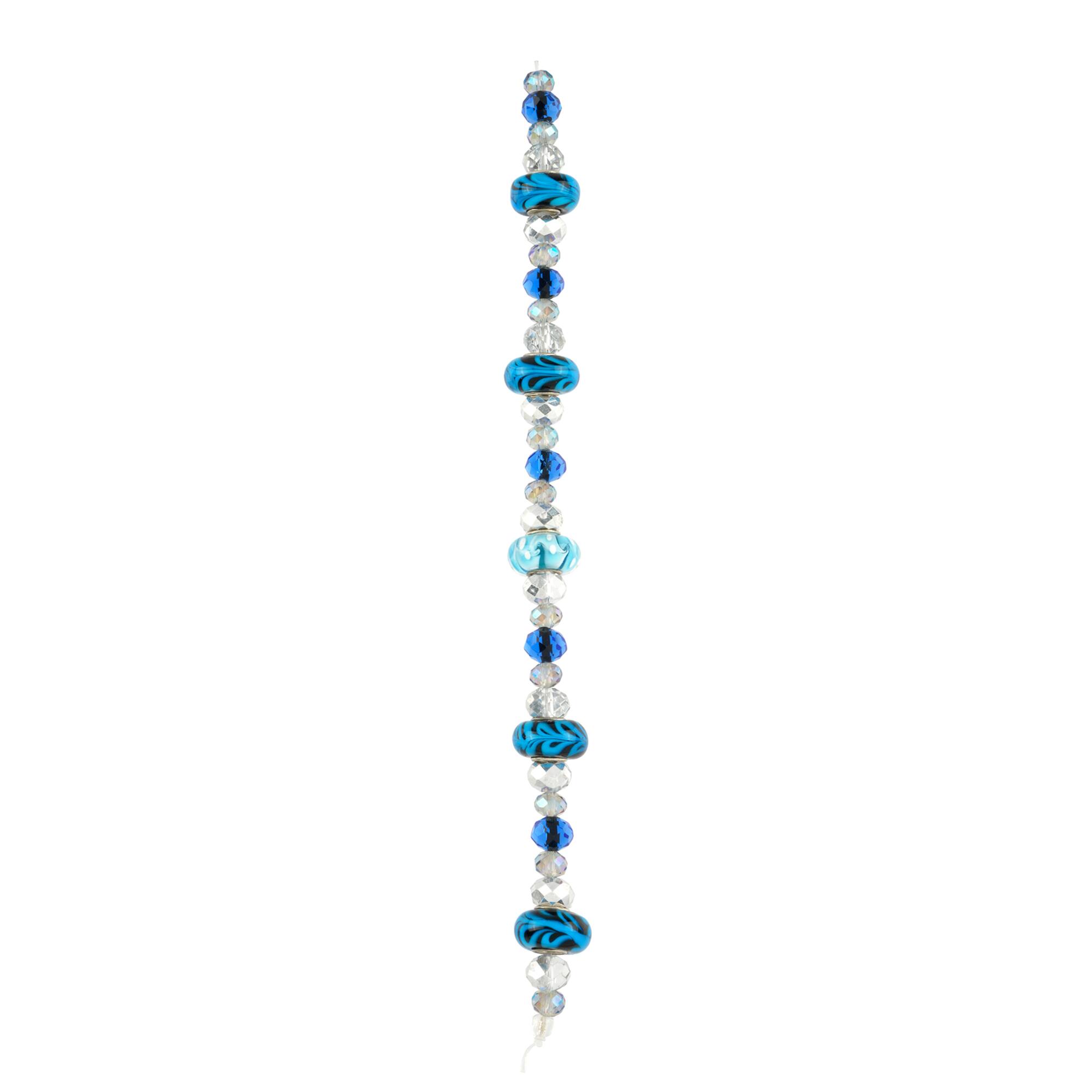 Blue Glass Lampwork Swirl Rondelle Beads by Bead Landing™